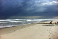 Playing on Beach with Approaching Storm Outer Banks North Carolina